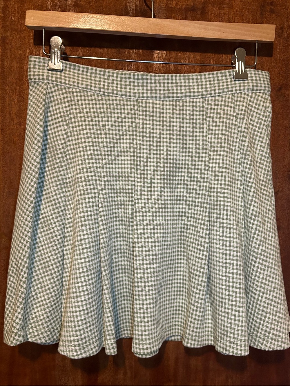 Free People Honey Pleated Gingham Mini Skirt Green - Picture 3 of 11